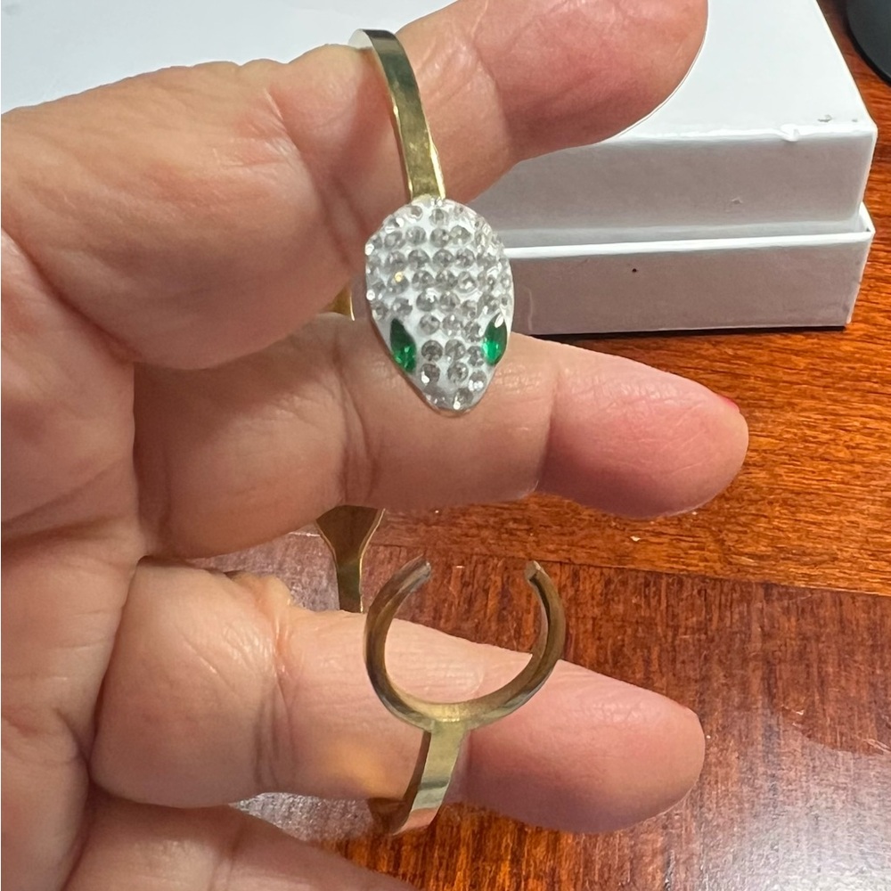 Gold and Silver Snake Bangle Bracelet